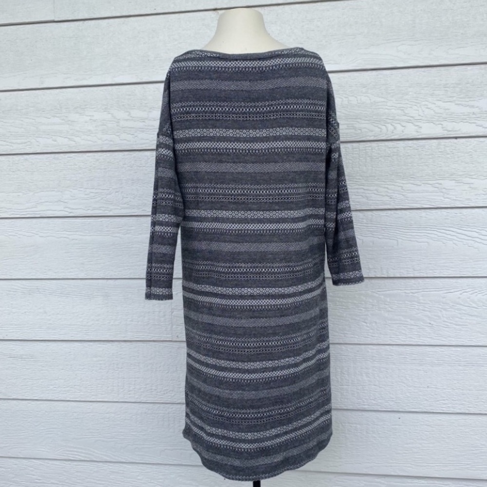 Sezane Gray & Black Striped Dress Drawstring Waist size Large - Picture 4 of 6